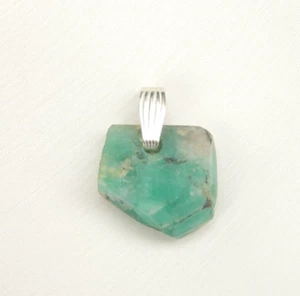 Colombian Emerald Raw Mineral Beryl Pendant 15.00 Carats Silver Muzo Mines - Picture 1 of 12
