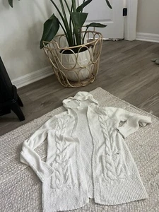 Abercrombie & Fitch Kids Girls Knit Hooded Cardigan Cream Size 11/12 - Picture 1 of 8