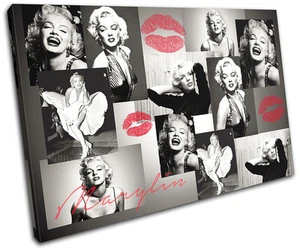 Monroe Red Lips Iconic Celebrities LEINWAND WANDBILD Bild Druck VA - Bild 1 von 1