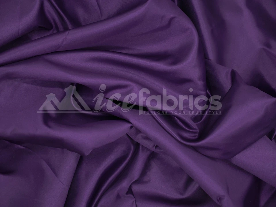 Purple Bridal Satin Fabric Silky By The Yard- Soft Thick Satin-  - Image 1 of 3