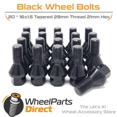 Wheel Bolts 16x1.5 Black for Fiat Ducato Maxi [Mk3] 07-22 on Original Wheels - Image 1 of 4