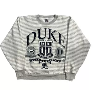 Vintage 1993 Duke White Stripes Pullover Made in USA Size Large *Stains - Picture 1 of 8