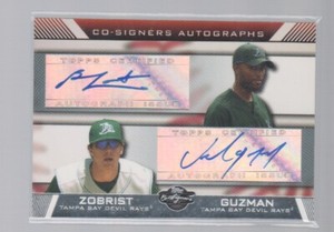 BEN ZOBRIST / JOEL GUZMAN 2007 TOPPS CO-SIGNERS DUAL AUTO CARD #CS-ZG