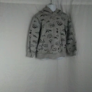 Carters Long Sleeve Pull Over Hoodie Gray Black Boys Sz 4 - Picture 1 of 8