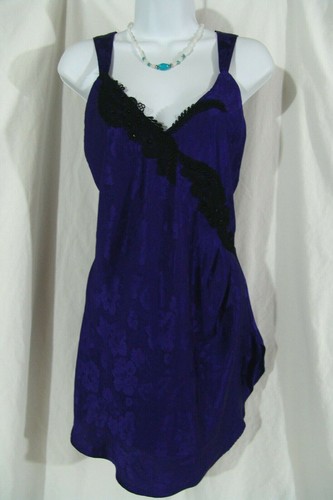 UNDERCOVER Abito Victoria's Secret slip M viola jacquard raso pizzo applicato medio vintage 80