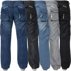 Pantalones de mezclilla de combate cargo Enzo para hombre pantalones informales de trabajo todas las tallas de cintura del Reino Unido - Imagen 1 de 28