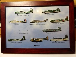 Pre-owned Atlas Editions Framed Set of 9 various Aircraft Pin Badges - Picture 1 of 1