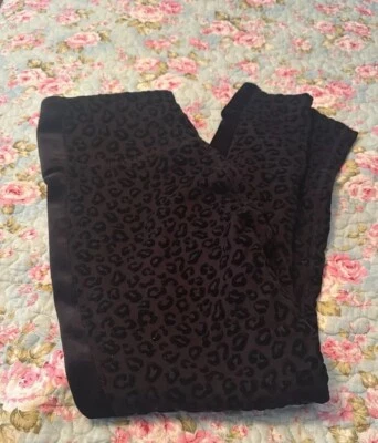 Leggings Betsey Johnson Terciopelo Negro Estampado Leopardo Talla M Foto 1 de 4