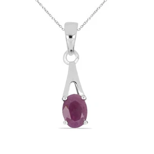 Raro Colgante De Rubí De 0,72 Quilates En Collar De Plata 925 - Imagen 1 de 8