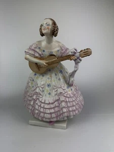 Large 14" Herend Lavendar 5753 "DERYNE" Opera Singer Playing Guitar Figurine - Picture 1 of 6