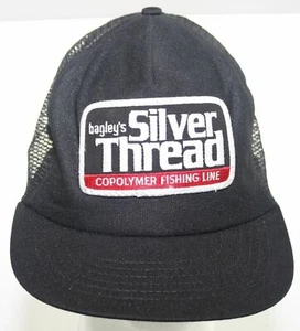 VTG 1980s Bagley's Silver Thread Copolymer Fishing Line Trucker Hat Snapback Cap - Picture 1 of 8