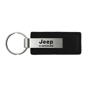 Licensed Black Leather Keychain for Jeep Cherokee - AUGD6446 - Picture 1 of 2