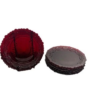 6 Vintage Avon 1876 Cape Cod Collection Ruby Red Dessert Salad 7-1/2" Plates - Picture 1 of 7