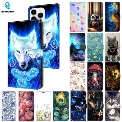 Patterned Wallet Flip Case Cover for Motorola Edge 2024 Edge+ G Play Power 2023 - Image 1 of 4