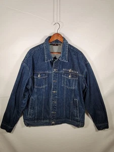 Rocawear Jacket Mens 2XL Blue Denim Button Up Hip Hop Trucker Streetwear Logo - Picture 1 of 11