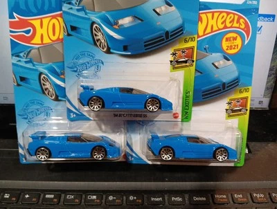 HOT WHEELS 2020  HW EXOTICS '94 BUGATTI EB110 SS Lot Of 3 Mint Cards - Image 1 of 2