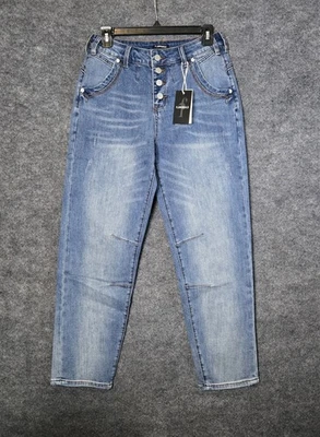 Flamingals Jeans Womens S Blue Denim Button Fly Ankle New - Image 1 of 4