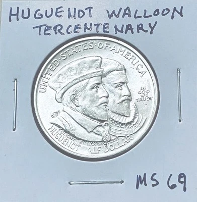 1924 Huguenot-Walloon Tercentenary Half Dollar Highest Grade Brilliant Unc - Image 1 of 2