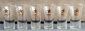 Sapporo Fassbier Glas 6er Set Japan Gold Star Promo Barware 4 Zoll unbenutzt - Bild 1 von 9