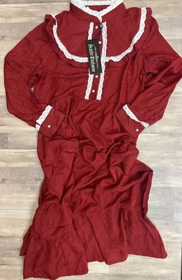 Fantasia de renda colonial Scarlet Darkness vermelha manga longa Prairie Pioneer tamanho 12Y - Imagem 1 de 4