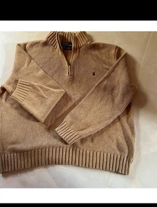 Polo Ralph Lauren Pullover Herren Large Quarter Zip Pulli Zopfmuster - Bild 1 von 5