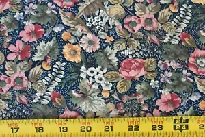24" Long, Vintage, Pink Gold & Navy Calico Quilt Cotton, Concord/Kessler, P5856 - Picture 1 of 6