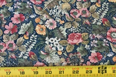 14" Long, Vintage, Pink Gold & Navy Calico Quilt Cotton, Concord/Kessler, P5856 - Image 1 of 4