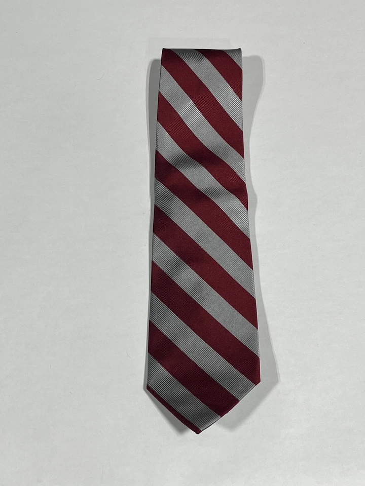 Corbata para Hombres Fusion Rojo Blanco Patrón Rayas Hecha a Mano Pura Seda NUEVA Foto 1 de 3