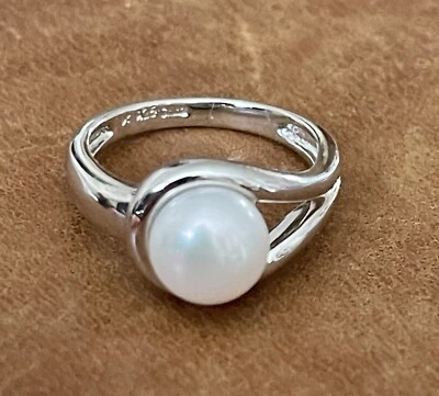 Honora 925 培养淡水 Mabe 白色珍珠 8.5 毫米声明戒指 尺寸 7.25 — 第 1/4 张图片