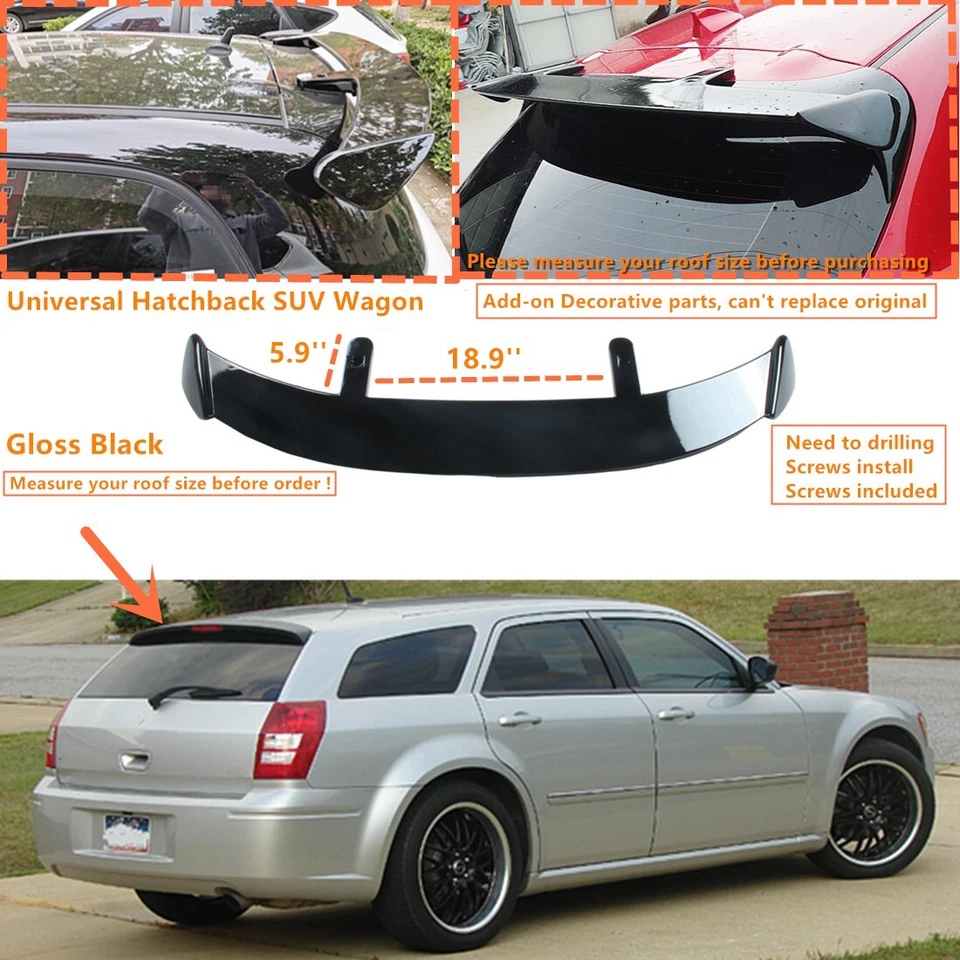For 2005-2008 Dodge Magnum GT-Style Gloss Black Rear Roof Spoiler Wing Universal - Image 1 of 4
