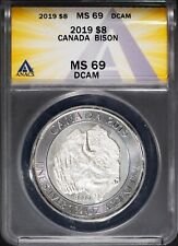 2019 $8 1.25 oz Silver Canadian Bison MS 69 DCAM ANACS # 7668866