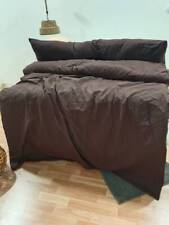 Chocolate Brown Washed Linen Duvet Cover With Pillow Cases Solid Duvet cover Set