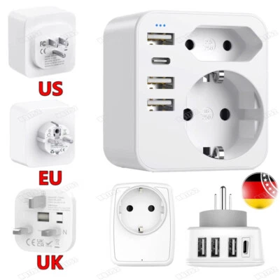 Reiseadapter DE auf USA UK GB England 3pin Steckdose Reisestecker Adapter Strom - Bild 1 von 4