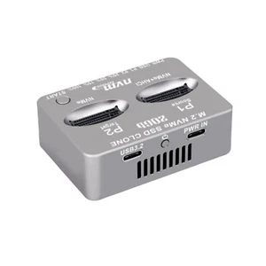 1pc Dual-Bay M.2 NVME SSD Clone Gen2X2 20Gbps External Hard Disk Box Case - Photo 1/12
