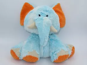Babies R Us Elephant Plush Stuffed Animal Lovey Blue White Orange Ribbed Toy 12" - Picture 1 of 5