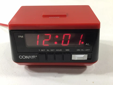 Retro Conair Alarm Clock with Battery Backup - Red Cover
