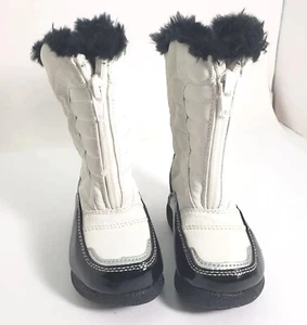 Totes Toddler Snow Boots Unisex 5 White Black Waterproof Faux Fur Winter Shoes - Picture 1 of 4