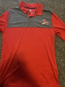St. Louis Cardinals Majestic Polo Shirt Red Logo Size Medium Men's - Picture 1 of 4