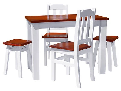 Tisch Stuhl Schemel GARNITUR MASSIV KIEFER HOLZ - NEU VERSCHIEDENEN GRÖSSEN