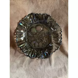 Vintage Bundesglas Rauchgrau Karneval Glas Rüschen Obstschale - Bild 1 von 4