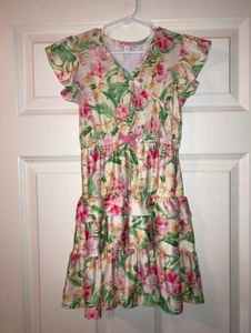 Girl's Tommy Bahama Stretch Knit Tiered Skirt Flutter Sleeve Dress Size 5 EUC - Picture 1 of 4