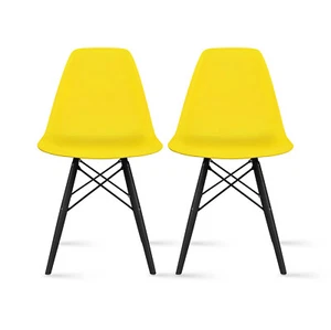 Set of 2 Side Black Dark Wood Legs Eiffel Dining Room Chair Lounge Chair Armless - Picture 1 of 25