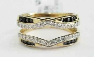 2.00 Ct Round Cut Moissanite Enhancer Guard Wrap Ring 14K Yellow Gold Plated - Picture 1 of 3