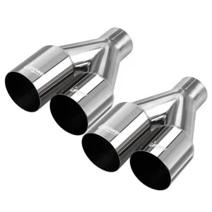 Upower Dual Exhaust Tips 2.5" Inlet 3.5" Outlet 10.25" SS Staggered Pair - Picture 1 of 5