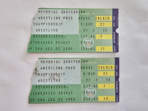 Vintage 1986 WWF Pair of Ticket Stubs WWE Wrestling Buffalo, Ny Randy Savage Cover