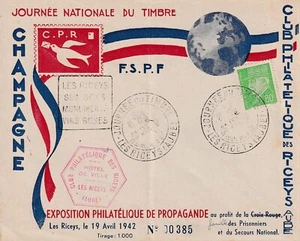 Philatelistischer Briefumschlag Tag der Briefmarke Champagner 1942  - Bild 1 von 2