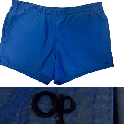 Vtg 80's OP Ocean Pacific Men Blue Swim Trunks SURFER Beach LOGO Surf Shorts M - Image 1 of 4