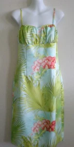 Tommy Bahama 4 Sheath Dress Silk Empire Waist Spaghetti Strap Tropical Floral - Picture 1 of 11