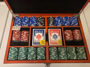 Bicycle Playing Cards & Poker Chips Wood Storage Box Read - Picture 1 of 12