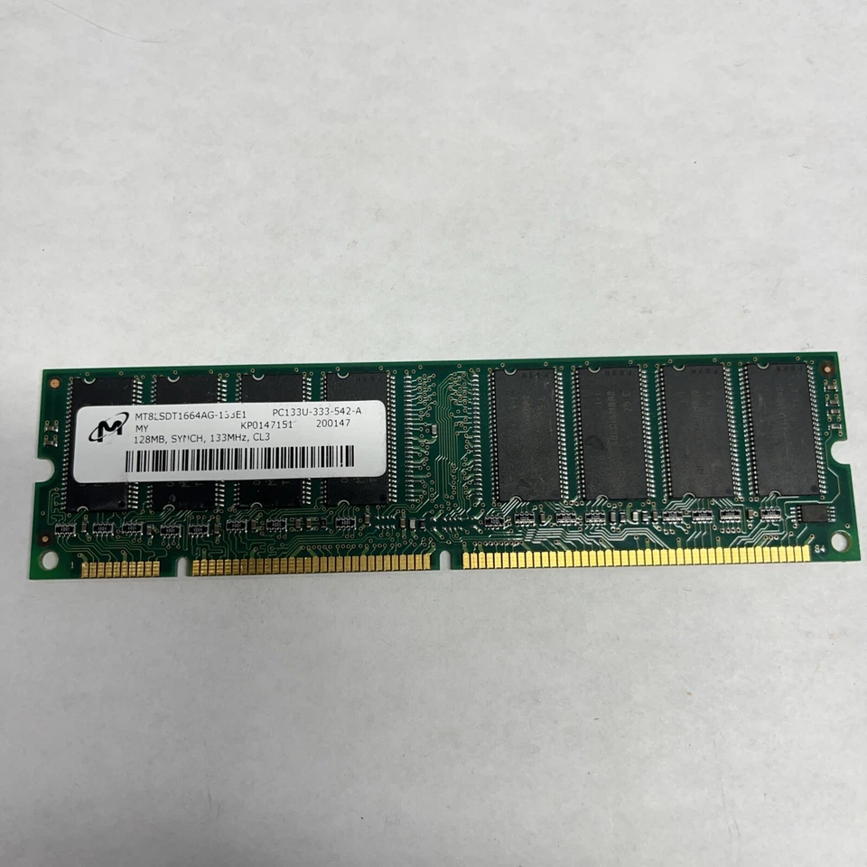 Micron 128MB MT8LSDT1664AG-13EE1  PC133R-222-542-A 133MHz CL2 3.3V FRU 10K0058 - Image 1 of 3
